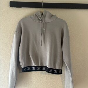 Adidas Women's Gray Hoodie Cropped Sweater